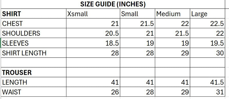 Size chart