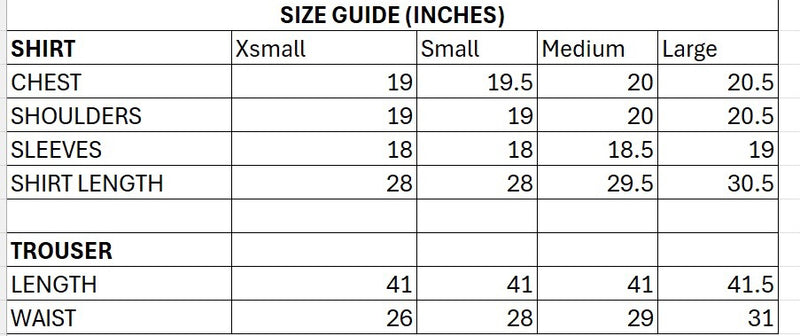 Size chart