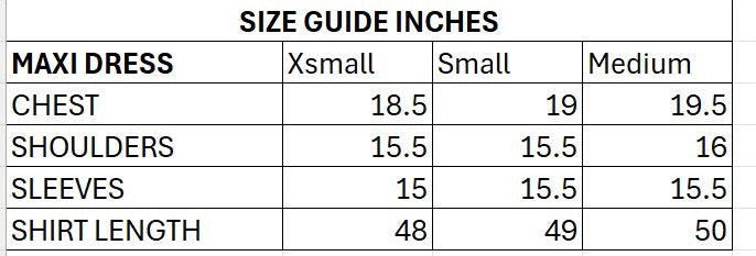Size chart
