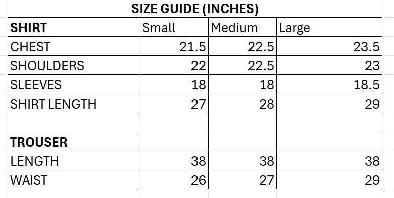 Size chart