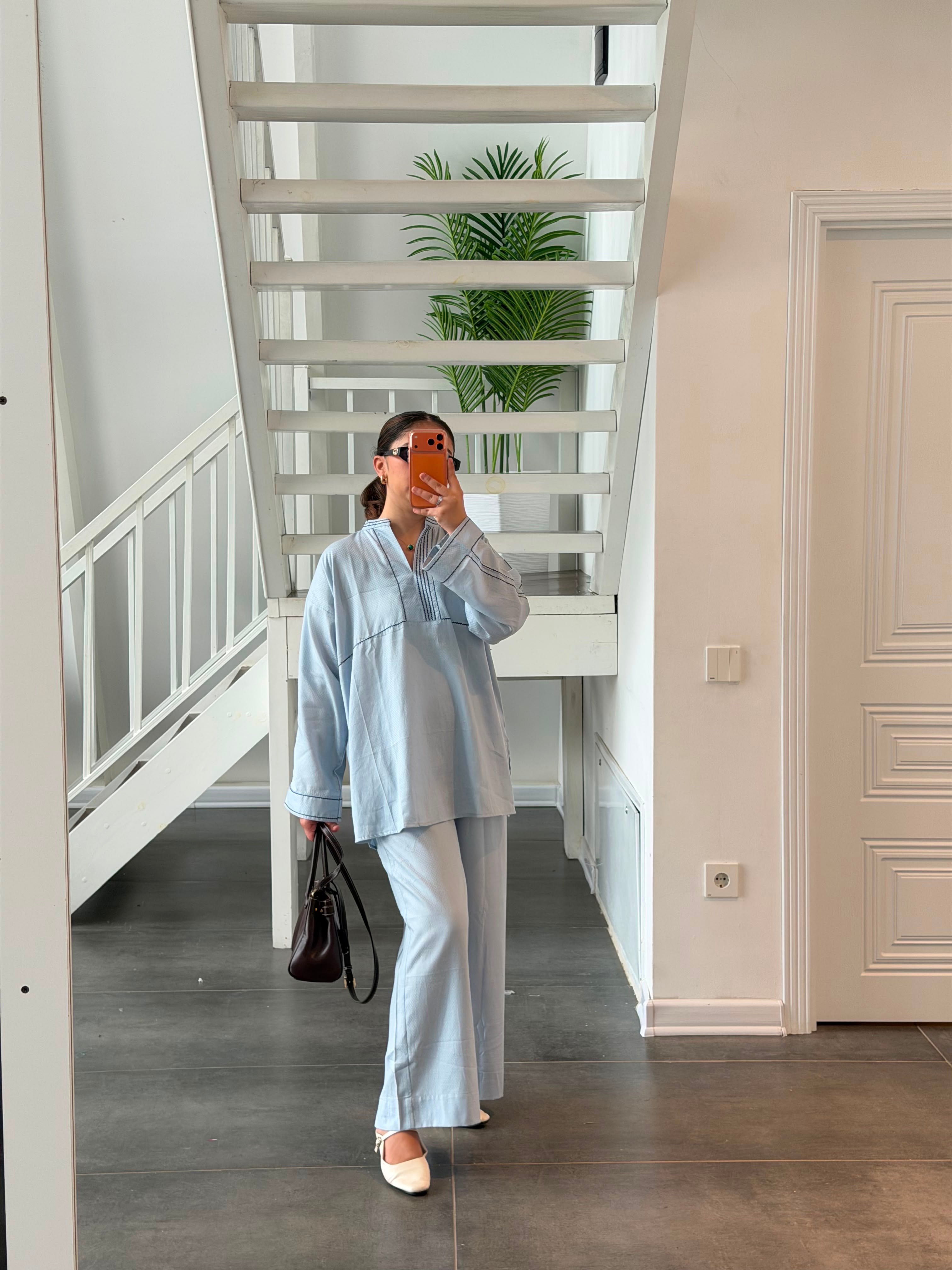 Blue Checkered Relaxed Set