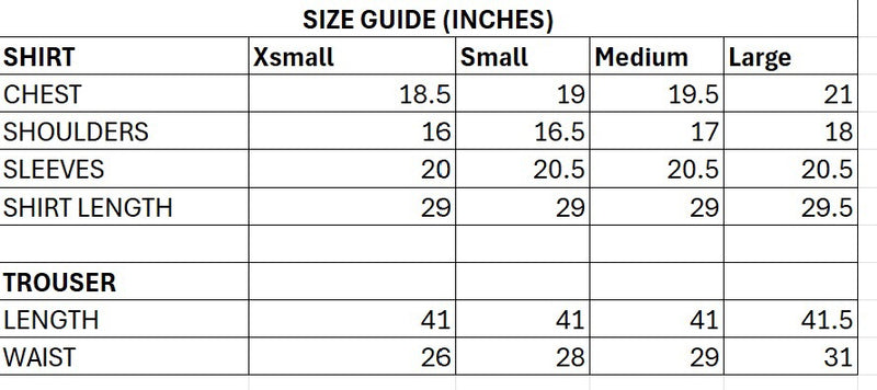 Size chart